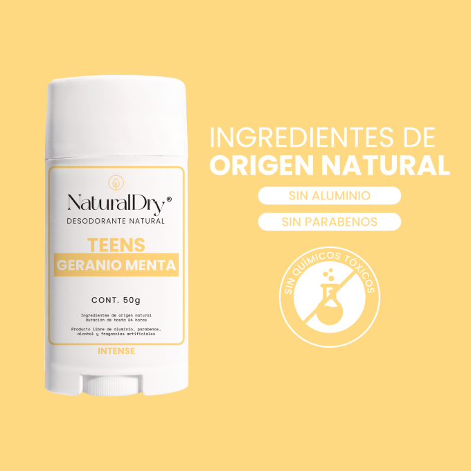 DESODO EN BARRA TEENS GERANIO Y MENTA 50G